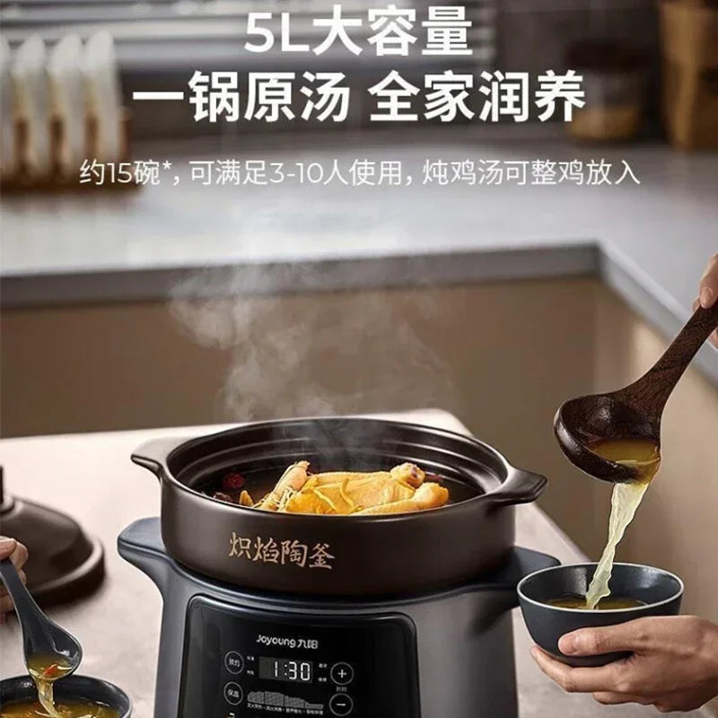 220V Joyoung 5L Ceramic Electric Stewing Soup Pot with Multiple Functions for Convenient Home Cooking