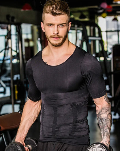 Men's Slimming Shaper Posture Vest Men's Compression T-Shirt Body Building Fat Burn Chest Tummy Shirt Slim Dry Quick Under Shirt