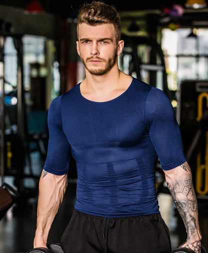 Men's Slimming Shaper Posture Vest Men's Compression T-Shirt Body Building Fat Burn Chest Tummy Shirt Slim Dry Quick Under Shirt