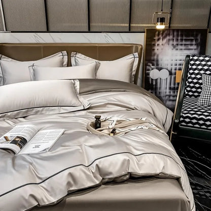 White Gray Egyptian Cotton Hotel Duvet Cover set 600TC Long Staple Silky Soft and Easy Case Bedding Set Bed Sheet Pillowcases