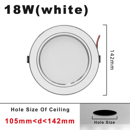 ZHMZH 5W 9W 12W 15W 18W White/Warm white LED Spot Lighting Led Bulb For Bedroom Kitchen Diningroom LED Downlight Round Recessed