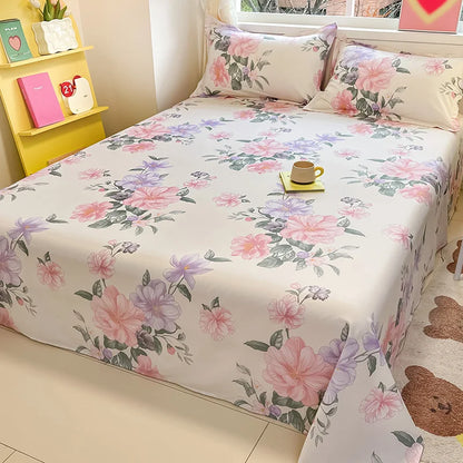 1pcs 100% Cotton Bed Sheet Flower Series Printed Double Top King Sheets for Girls Boys Kids Single Queen King Size Bed Linen
