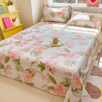 1pcs 100% Cotton Bed Sheet Flower Series Printed Double Top King Sheets for Girls Boys Kids Single Queen King Size Bed Linen