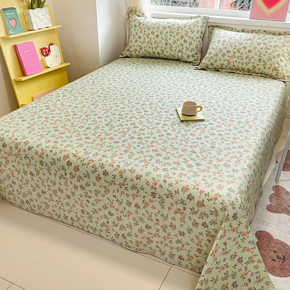 1pcs 100% Cotton Bed Sheet Flower Series Printed Double Top King Sheets for Girls Boys Kids Single Queen King Size Bed Linen