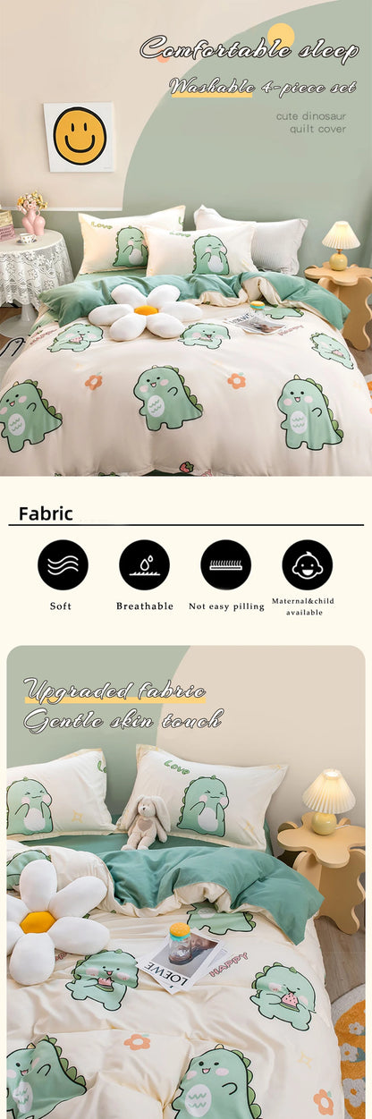 YanYangTian Nordic bed four-piece bedding set summer blankets for bed queen size bed sheets set Christmas bedroom decor