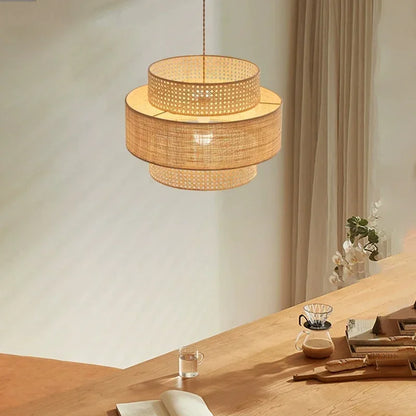 Nordic Wabi-sabi Led Chandelier Rattan Woven Pendant Light For Room Kitchen Island Restaurant Store Lamp Home Decorations Lustre