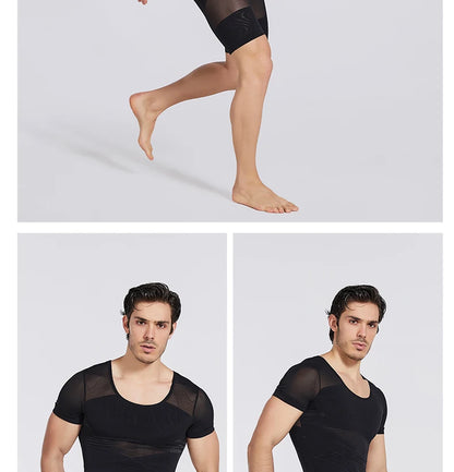 Men Mesh Body Shaper Shirt Weight Loss Shapewear Tank Top Abdomen Slimming Belly Compression Shirts Workout Waist Trainer