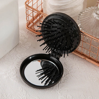 Traveling Small Size Hair Comb With Folding Mirror Portable Massage Folding Comb Women Girl Hair Brush With Mirror Styling Tools