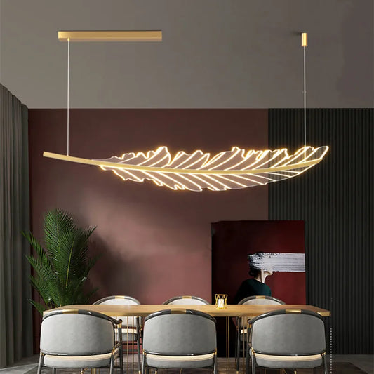 Modern Leaf Shaped Nordic Living Room Dining Table Coffee Shop Kitchen Restaurant Led Golden Chandelier