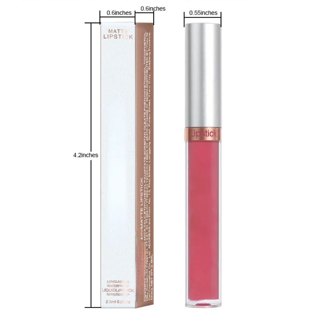 Waterproof Liquid Lipsticks Lip Makeup Matte Velvet Lipstick Lip Gloss Red Sexy Cosmetic Nude 6 Colors Long Lasting Non-marking