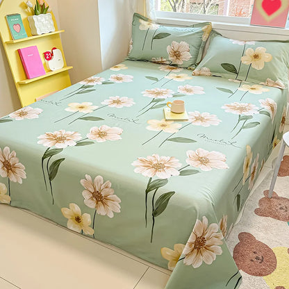 1pcs 100% Cotton Bed Sheet Flower Series Printed Double Top King Sheets for Girls Boys Kids Single Queen King Size Bed Linen