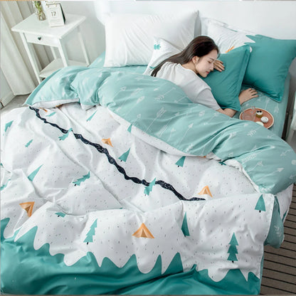 YanYangTian Nordic bed four-piece bedding set summer blankets for bed queen size bed sheets set Christmas bedroom decor