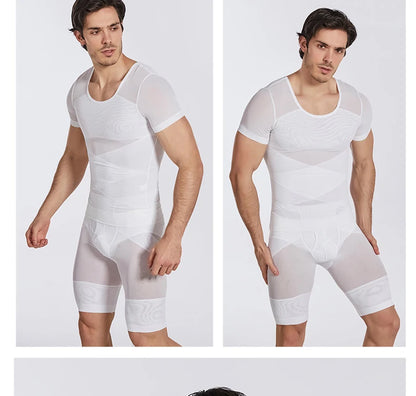 Men Mesh Body Shaper Shirt Weight Loss Shapewear Tank Top Abdomen Slimming Belly Compression Shirts Workout Waist Trainer