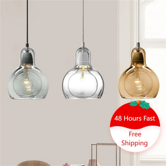 Modern Glass Pendant Lights for Kitchen Restaurant Shop Hanging Lamp Bedroom Decoration Ceiling Chandeliers Luminaire Decor Home