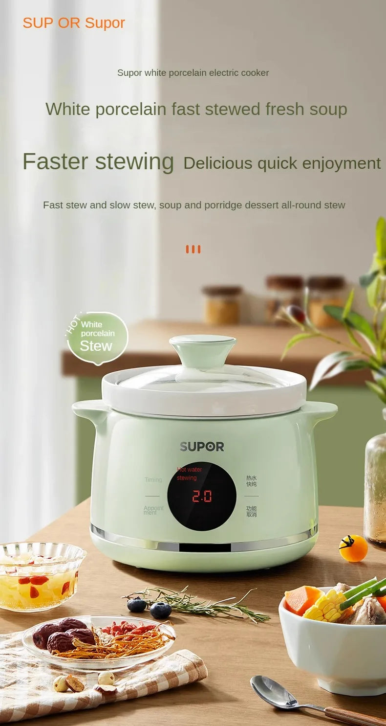 Electric Stewpot Porridge Cooking Health Care BB Pot Ceramic Automatic Stew Soup Pot Slow Cooker Small Stew Pot 1-2 People