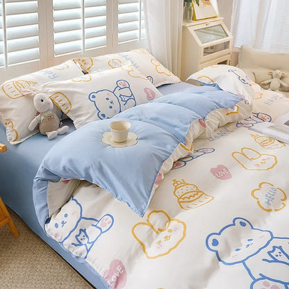 YanYangTian Nordic bed four-piece bedding set summer blankets for bed queen size bed sheets set Christmas bedroom decor