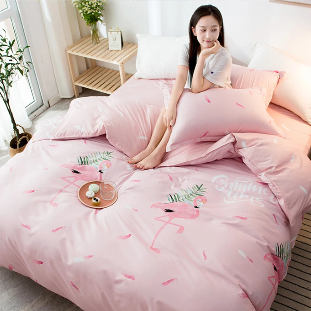 YanYangTian Nordic bed four-piece bedding set summer blankets for bed queen size bed sheets set Christmas bedroom decor