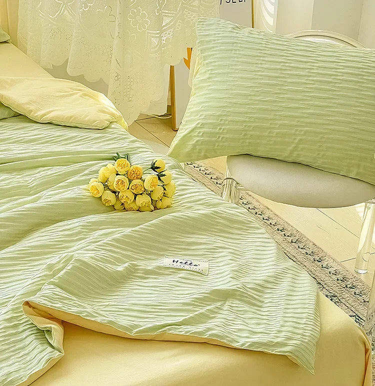 Summer quilt, bubble wash cotton color block bed sheet summer quilt, double bed cooling blanket, air conditioning quilt