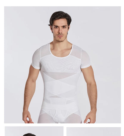 Men Mesh Body Shaper Shirt Weight Loss Shapewear Tank Top Abdomen Slimming Belly Compression Shirts Workout Waist Trainer