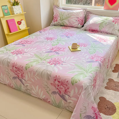 1pcs 100% Cotton Bed Sheet Flower Series Printed Double Top King Sheets for Girls Boys Kids Single Queen King Size Bed Linen