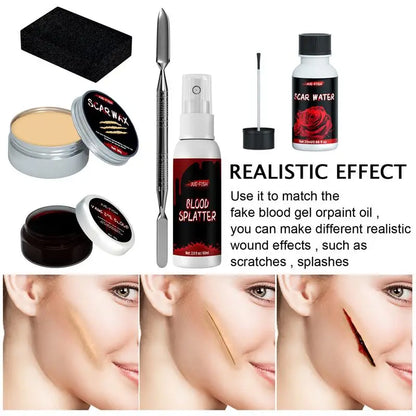 Halloween Particular Effects Fake Scar Wound Makeup Kit Bag | Halloween Horror Cosplay Skin Wax Plasma Scar Paint Makeup Tool