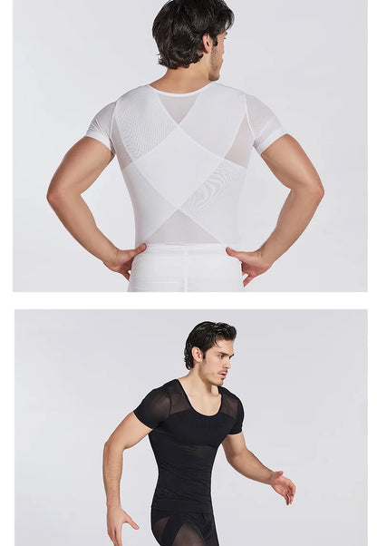 Men Mesh Body Shaper Shirt Weight Loss Shapewear Tank Top Abdomen Slimming Belly Compression Shirts Workout Waist Trainer