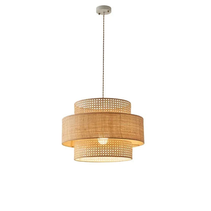 Nordic Wabi-sabi Led Chandelier Rattan Woven Pendant Light For Room Kitchen Island Restaurant Store Lamp Home Decorations Lustre