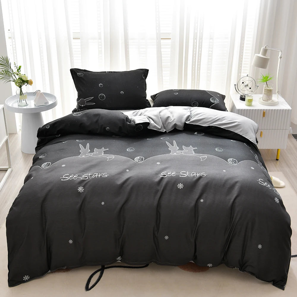 YanYangTian Nordic bed four-piece bedding set summer blankets for bed queen size bed sheets set Christmas bedroom decor