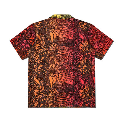 Stylish Flame Skull Printed Hawaiian Shirt Men 2024 Summer New Short Sleeve Beach Shirts Mens Holiday Party Oversized Clothing