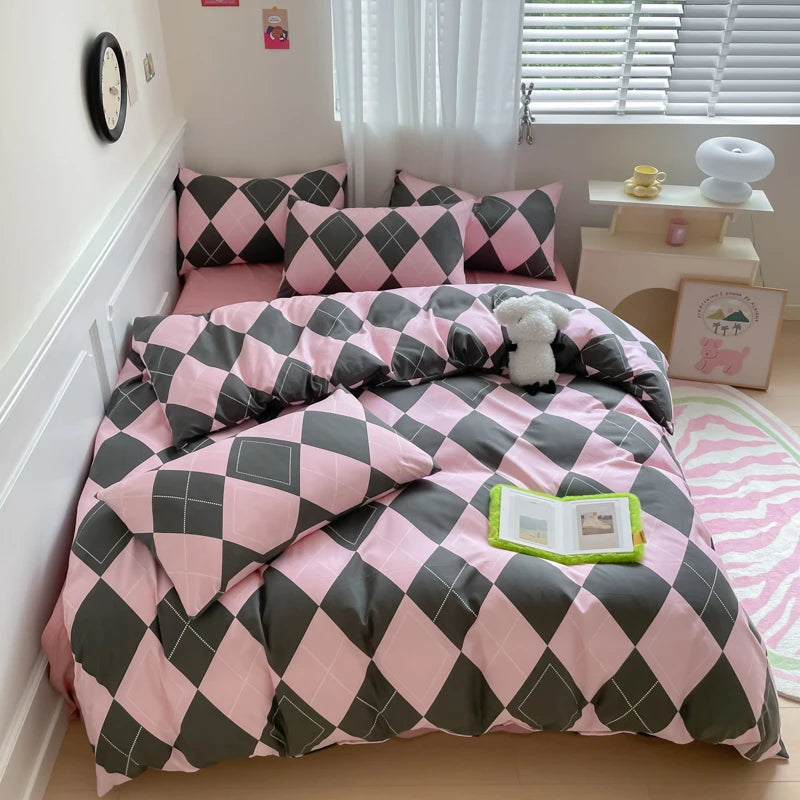 Stripe Style Duvet Cover Pillowcase with Bedsheet Soft Bed Linen Sets Skin-friendly Bedding Set for Home постельное бельё набор